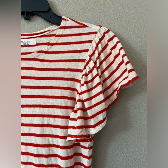 Madewell Striped Flutter Sleeve Top - Picture 2 of 6